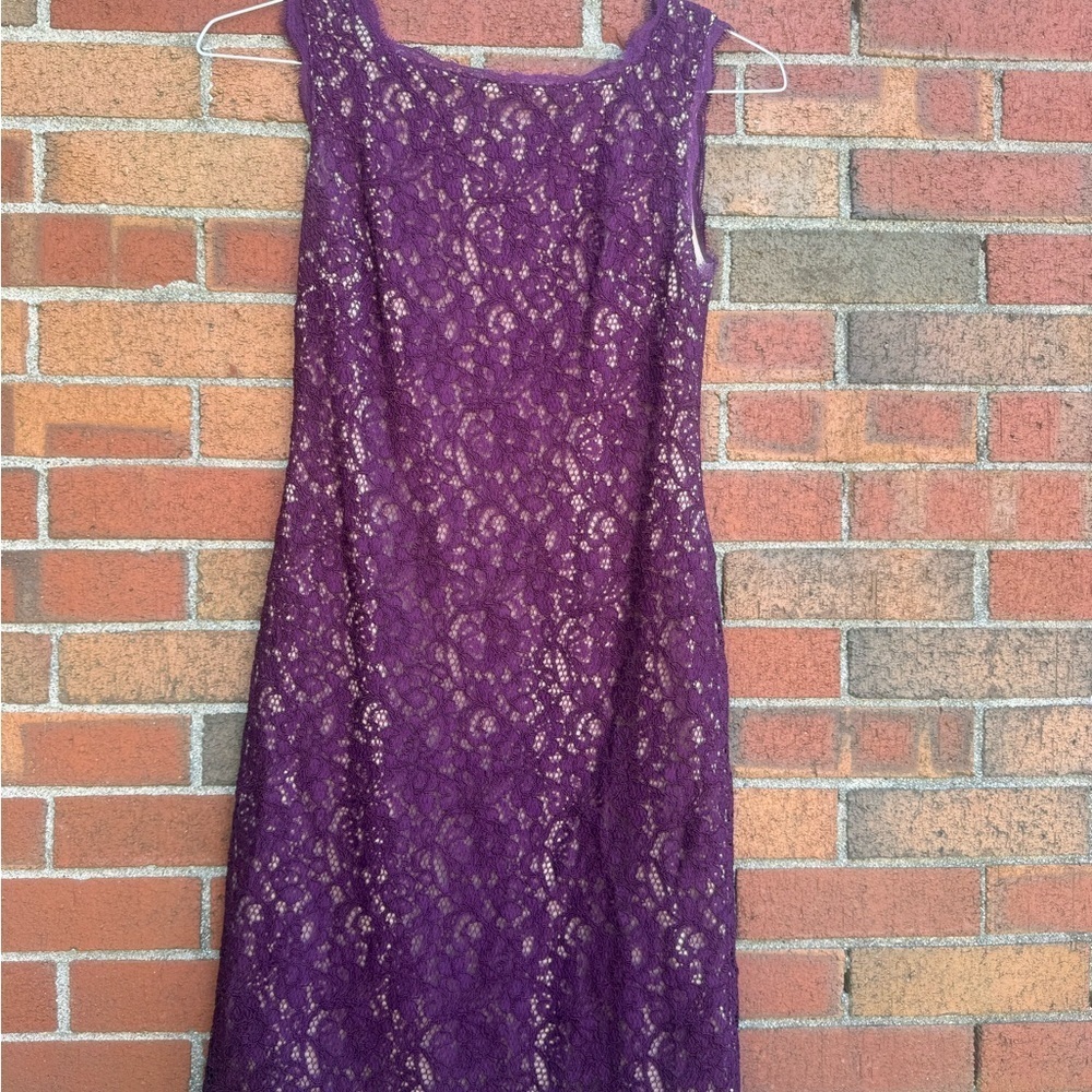 Adrianna Papell Purple Lace Sheath Dress Size 2